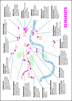 Map of London with the street market information