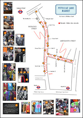 Map of London's Petticoat Lane market