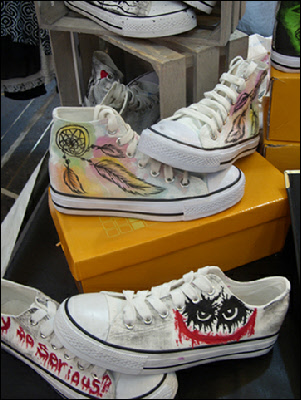 Hand-painted shoes at London's Jubilee Market