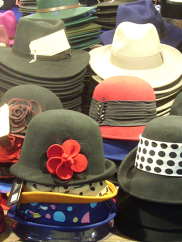 Ladies hats at Jubilee Market in London's Covent Garden