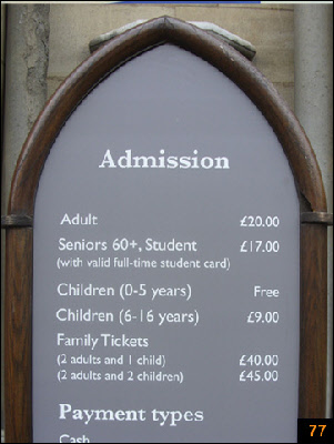 Admission charges