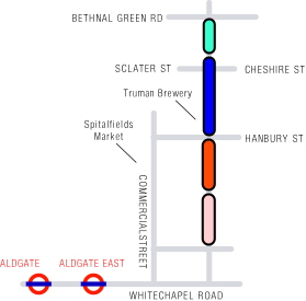 Shopping map of Brick Lane in East London