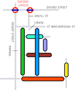Clickable map of London's Carnaby Street and the Carnaby area 