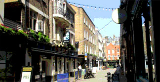 Fashion shops on Newburgh Street in the Carnaby area of London