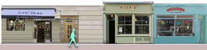 Cafes on Earlham Street: Cafe Nero, Rosa's Thai Cafe, Udderlicious ice cream