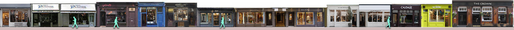 Monmouth Street shops: Fresh make-up, Mon Plaisir restaurant, Kiehl's, Club Monaco, Caudalie