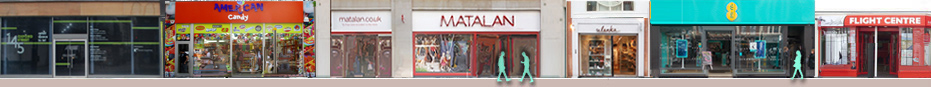 Shops on Oxford Street: Matalan, Ulanka, Flight Centre