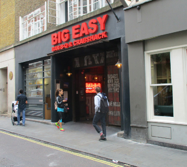 Big Easy American restaurant on Maiden Lane in Covent Garden