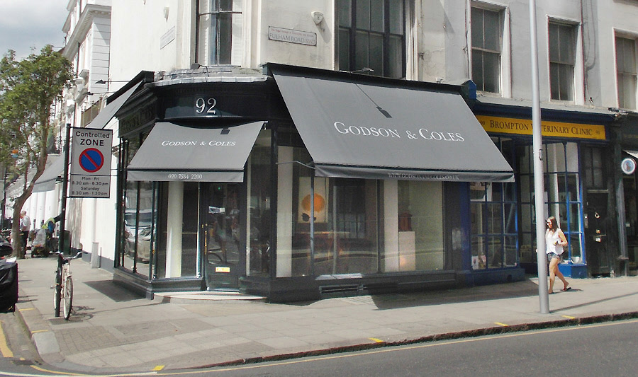Godson & Coles antiques shop on Fulham Road in Chelsea