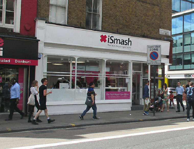 ISmash phone repair on London’s Tottenham Court Road