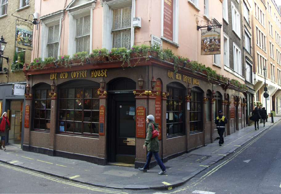 The Old Coffee House pub on Beak Street in London's Soho, near Carnaby