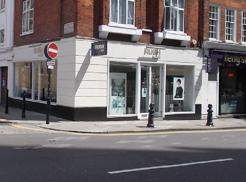 Rush hairdressers on Kensington Church Street in London