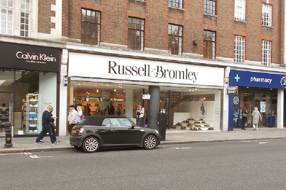 Russell and Bromley shoe shop on King's Road in London's Chelsea