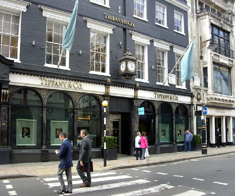Tiffany and Co jewellery shop on Bond Street in London's Mayfair