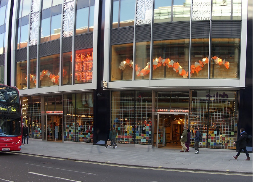 Urban Outfitters shop on London's Oxford Street, near Marble Arch station