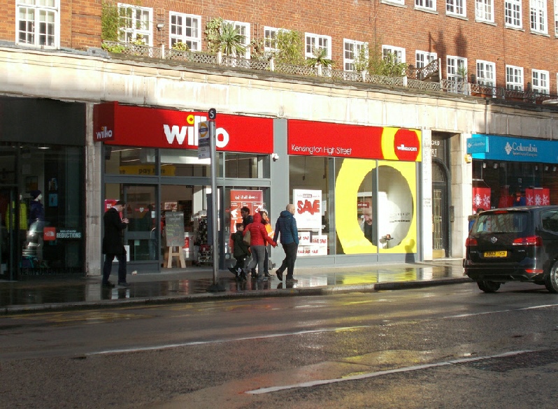 Wilko homewares shop on Kensington High Street in London