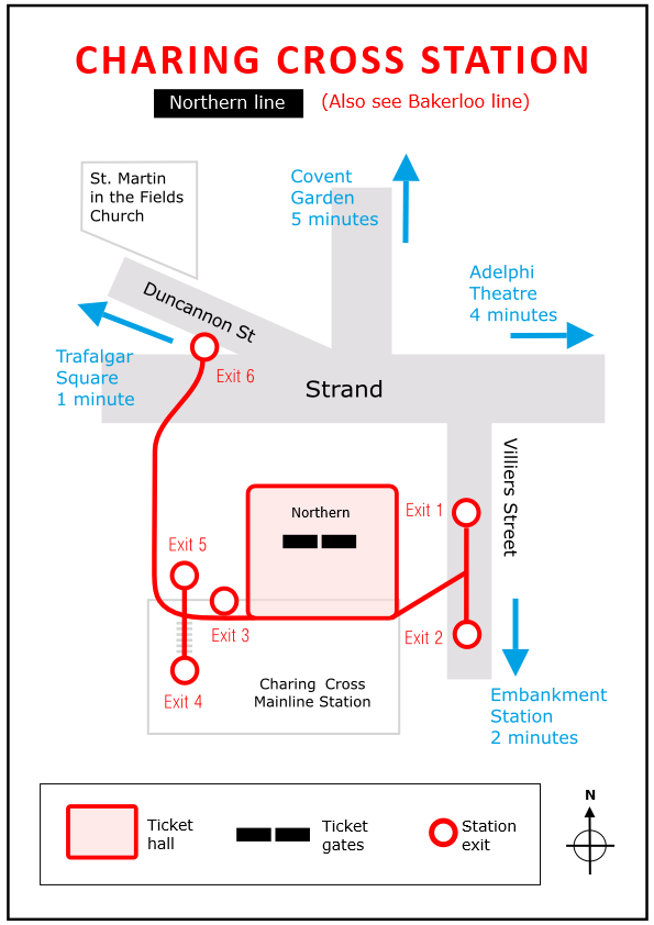 Plan of Charing Cross underground station (Northern line)