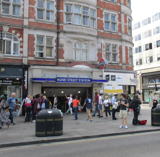 Bond Street underground station exit onto Oxford Street