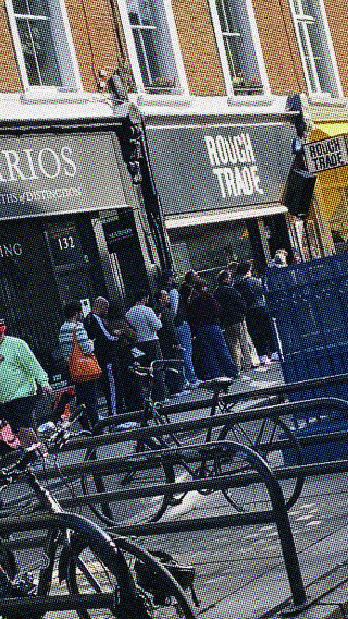 Another London hotspot: Saturday queue at the record store