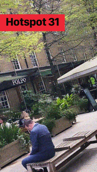 Another London hotspot: cafes in the square with outside tables under parasols