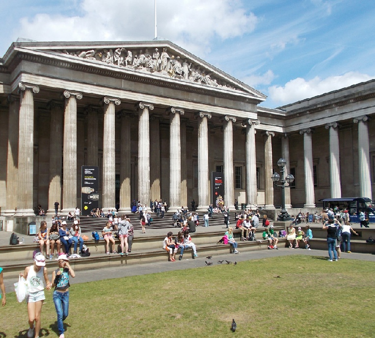 The main entrance to the British Museum in London's Bloomsbury