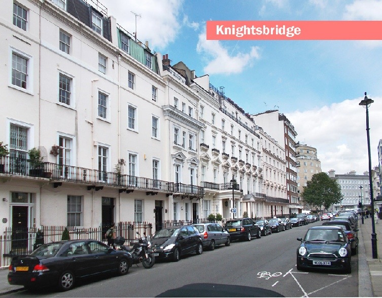 A typical street in the Knightsbridge area of London