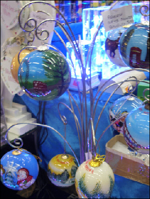 Glass baubles seen at Jubilee Market in London's Covent Garden