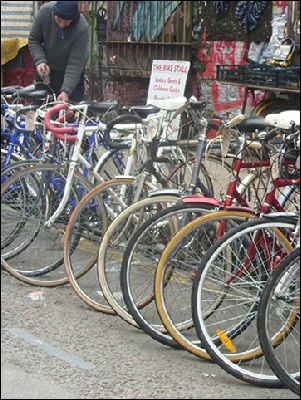 Second-hand bicycles in London's Brick Lane market