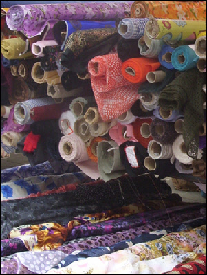 Fabrics stall in London's Portobello market