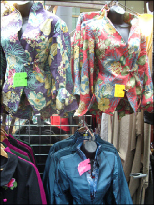Colourful women's jackets at London's Spitalfields Market