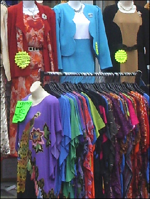 Smart women's attire in Petticoat Lane market