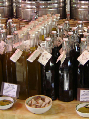 Bottles of oil at London's Borough food market