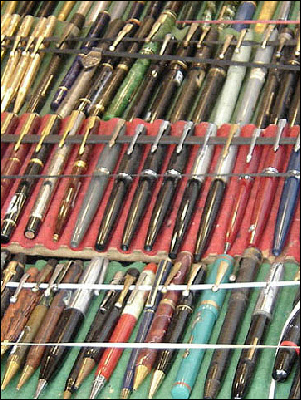 Antique pens in Portobello market in West London