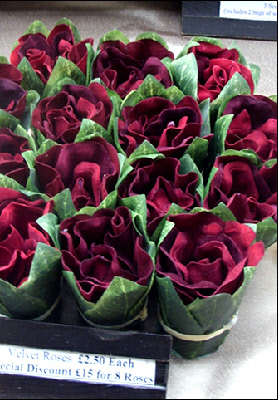 Velvet roses at Covent Garden craft market