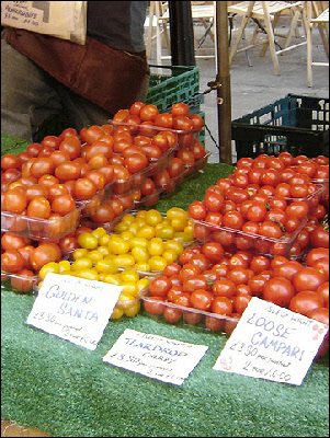 All types of tomato at London's Borough food market