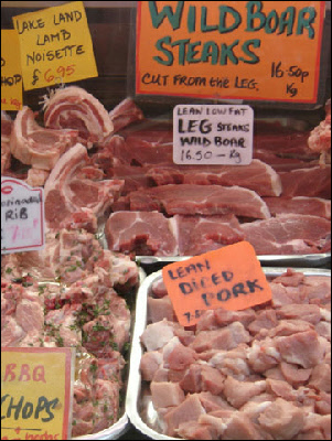 Wild boar steaks at London's Borough market
