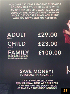 Tussauds prices poster