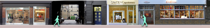 Shelton Street shops in Covent Garden: Camper shoes, Space NK cosmetics, Cath Kidston bags