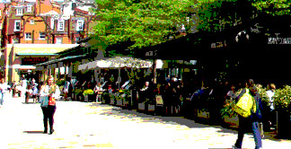 Restaurants and cafes in Duke of York Square in London's Chelsea