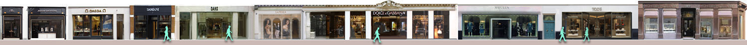 Old Bond Street shops: Daks, La Perla, Dolce and Gabbana, Alexander McQueen, Tod's