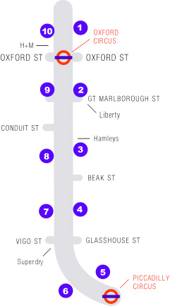 Clickable map of London's  Regent Street