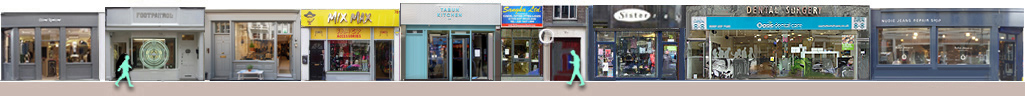 Berwick Street shops in Soho: Oliver Spencer, Foot Patrol, Sandquist, Nudie Jeans