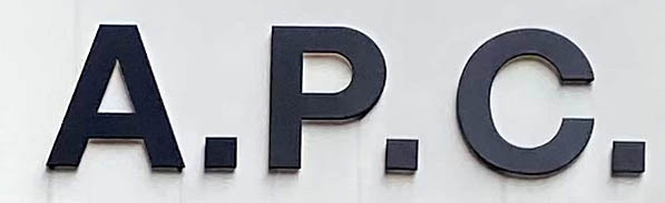 Shop sign at A.P.C. on Lexington Street in Lodon's Soho
