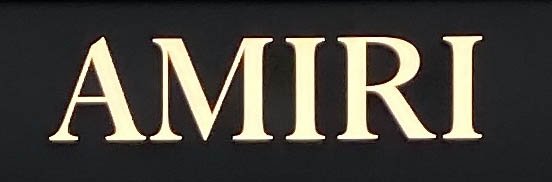 Sign at Amiri store on New Bond Street in London