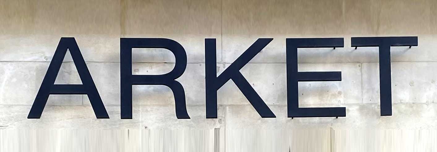 Sign at Arket store on Long Acre in Covent Garden