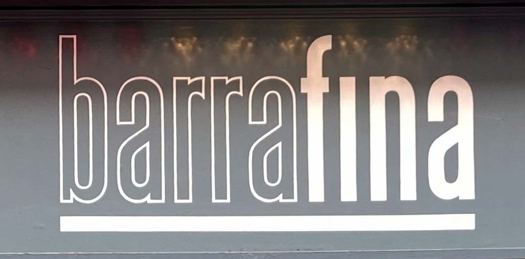 Sign at Barrafina restaurant on London's Dean Street