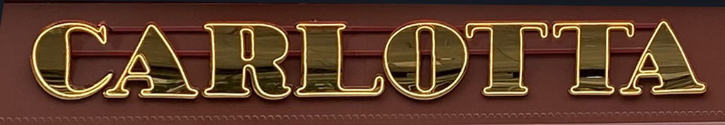 Sign at Carlotta restaurant on Marylebone High Street