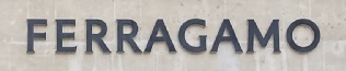 Sign at Ferragamo shop on Sloane Street near to Knightsbridge station