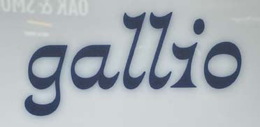 Sign at Gallio restaurant on Charlotte Street in London