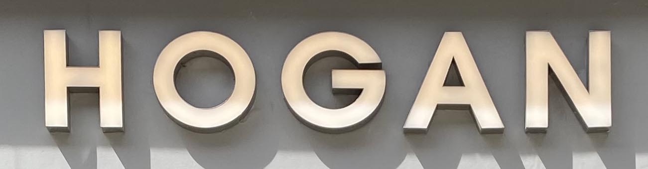 Sign at Hogan shoe shop on Sloane Street near Knightsbridge station